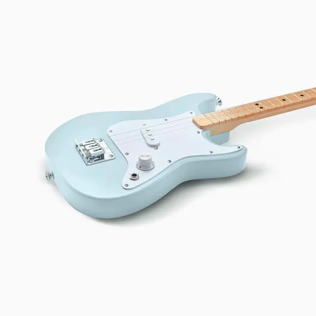 Alt view image 4 of 5 - Loog Stratocaster 3-String Electric Guitar for Kids, Beginner Guitar, Includes Chord Flash Cards, Learning App, Educational Booklet, Picks, and Stickers, Sonic Blue
