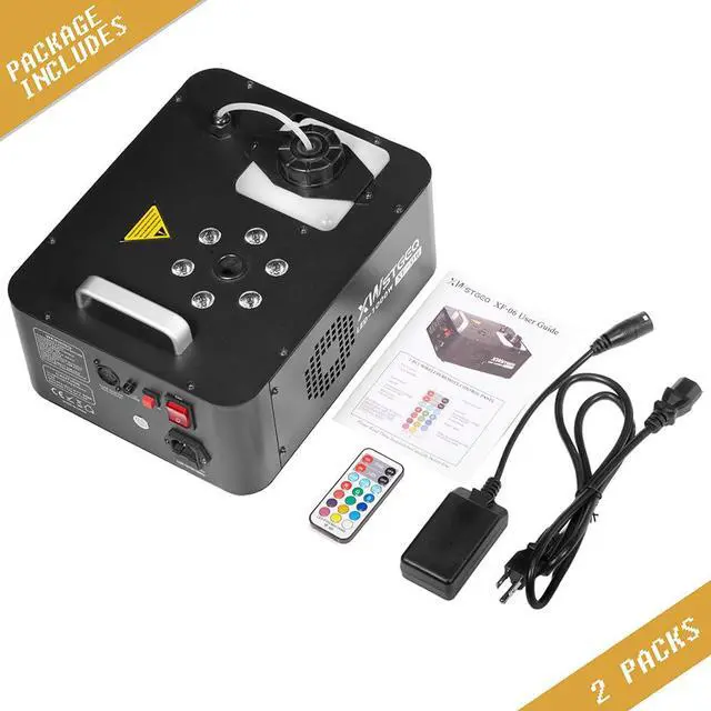 Alt view image 7 of 7 - 1000W Vertical Fog Machine 2 Pack RGB LED Lights Wireless Remote | 12 Color LED 3 Lighting Modes Separate Fog Light Control One-Touch Auto Fog for Halloween Party DJ Stage