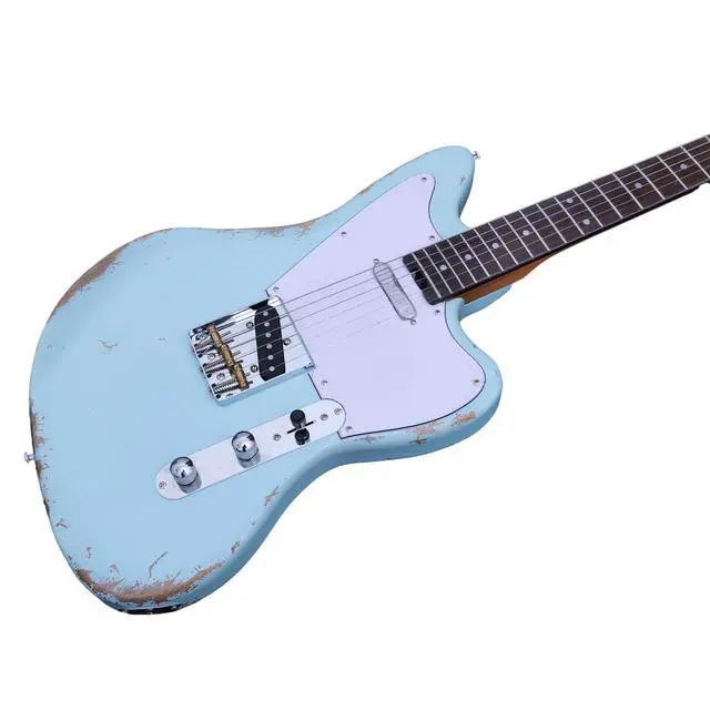 Alt view image 4 of 7 - Relic Telemaster Electric Guitar,Roasted Maple Neck and Rosewood Fingerboard,Bone Nut,6-String Relic Guitar,Professional/Full Size/Electric Guitars for Adults (Seafoam)