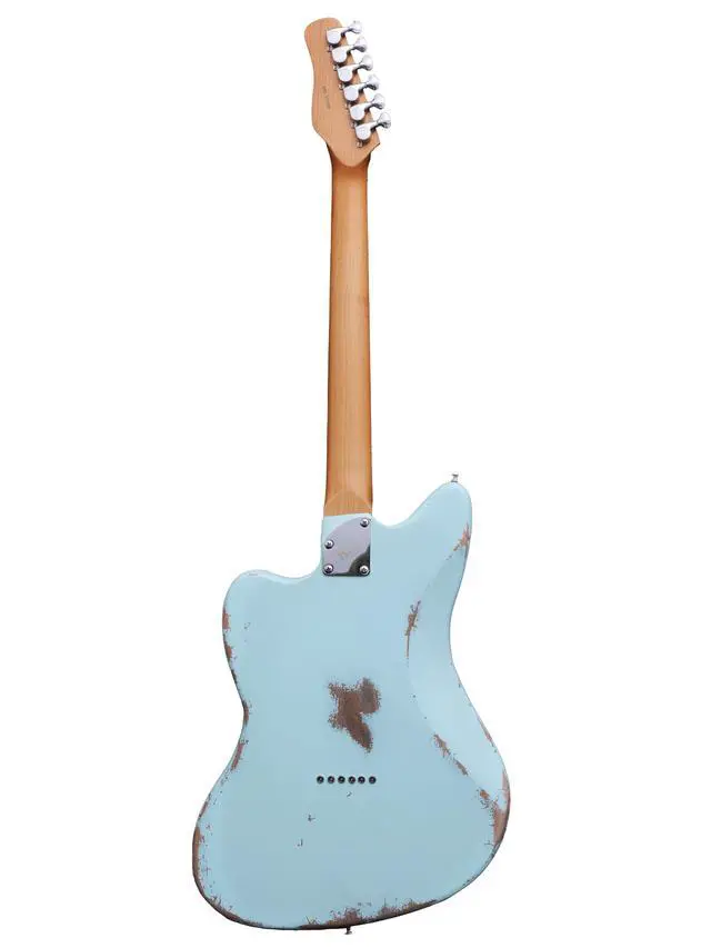 Alt view image 5 of 7 - Relic Telemaster Electric Guitar,Roasted Maple Neck and Rosewood Fingerboard,Bone Nut,6-String Relic Guitar,Professional/Full Size/Electric Guitars for Adults (Seafoam)
