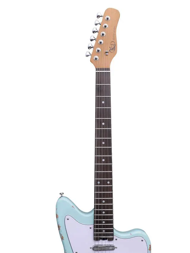 Alt view image 6 of 7 - Relic Telemaster Electric Guitar,Roasted Maple Neck and Rosewood Fingerboard,Bone Nut,6-String Relic Guitar,Professional/Full Size/Electric Guitars for Adults (Seafoam)