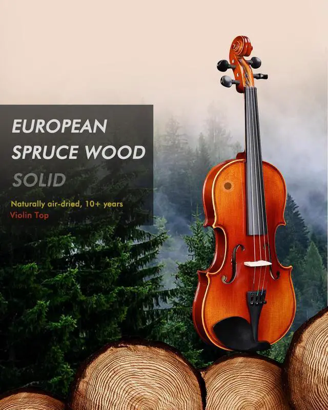 Alt view image 2 of 7 - Aileen Solid Wood Violin 4/4 Full Size for Adults Beginners, Fiddle Set for Kids Students Starters Age 12+