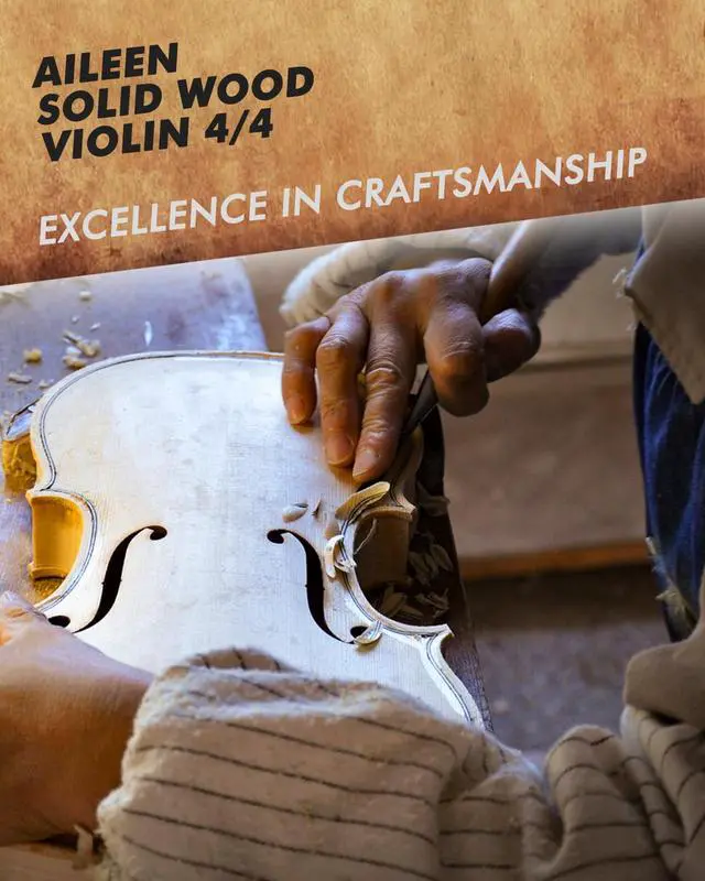 Alt view image 3 of 7 - Aileen Solid Wood Violin 4/4 Full Size for Adults Beginners, Fiddle Set for Kids Students Starters Age 12+