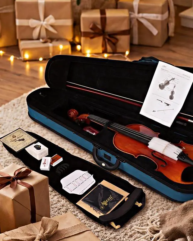 Alt view image 6 of 7 - Aileen Solid Wood Violin 4/4 Full Size for Adults Beginners, Fiddle Set for Kids Students Starters Age 12+