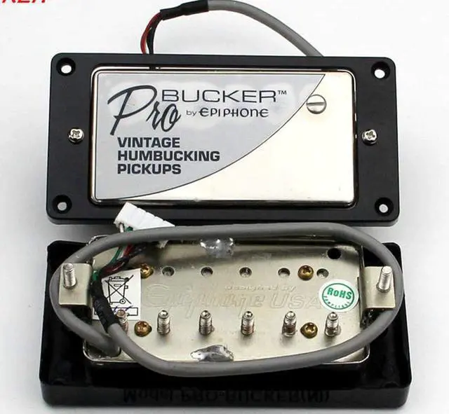 Alt view image 3 of 7 - 1 Set ProBucker Alnico Bridge&Neck Pickups with Pro Wiring Harness Pots&3 Way Switches Universal for Electric Guitar (Chrome (Black Ring))