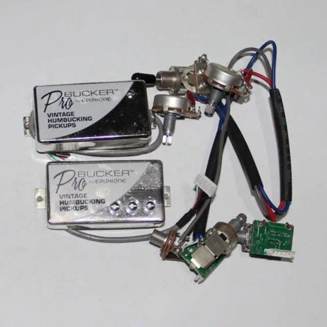 Alt view image 6 of 7 - 1 Set ProBucker Alnico Bridge&Neck Pickups with Pro Wiring Harness Pots&3 Way Switches for Electric Guitar Chrome(Cream Ring)