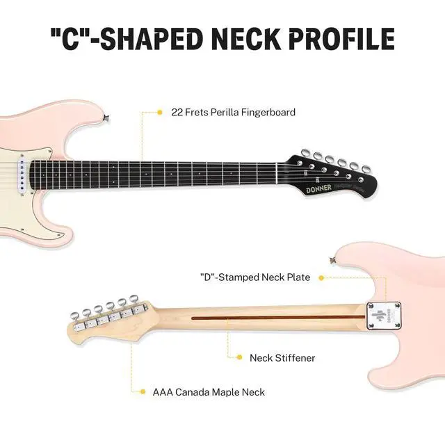 Alt view image 5 of 7 - DST-200 Electric Guitar with HSS Pickup Coil Split | Designer Series | Full-size Electric Solid Body Guitar Kit for Adults, Beginner & Pro Players with Online Lesson, Blossom Pink