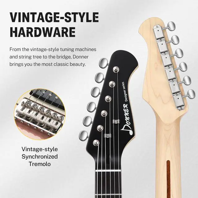 Alt view image 6 of 7 - DST-200 Electric Guitar with HSS Pickup Coil Split | Designer Series | Full-size Electric Solid Body Guitar Kit for Adults, Beginner & Pro Players with Online Lesson, Blossom Pink