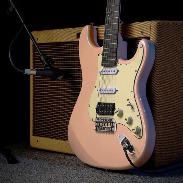 Alt view image 7 of 7 - DST-200 Electric Guitar with HSS Pickup Coil Split | Designer Series | Full-size Electric Solid Body Guitar Kit for Adults, Beginner & Pro Players with Online Lesson, Blossom Pink