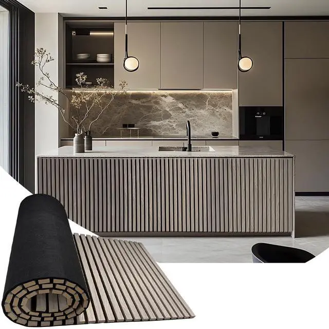 Main image of Acoustic Wood Panels for Wall,3D Flexible Fluted Sound Slat Panel,White Oak | Soundproof,Absorbing,Noise Cancelling,94.5 x 23.6in