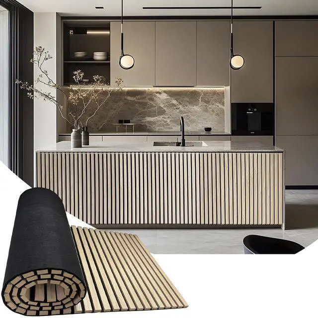 Main image of Acoustic Wood Panels for Wall,3D Flexible Fluted Sound Slat Panel (Oak) | Soundproof,Absorbing,Noise Cancelling,94.5 x 23.6in