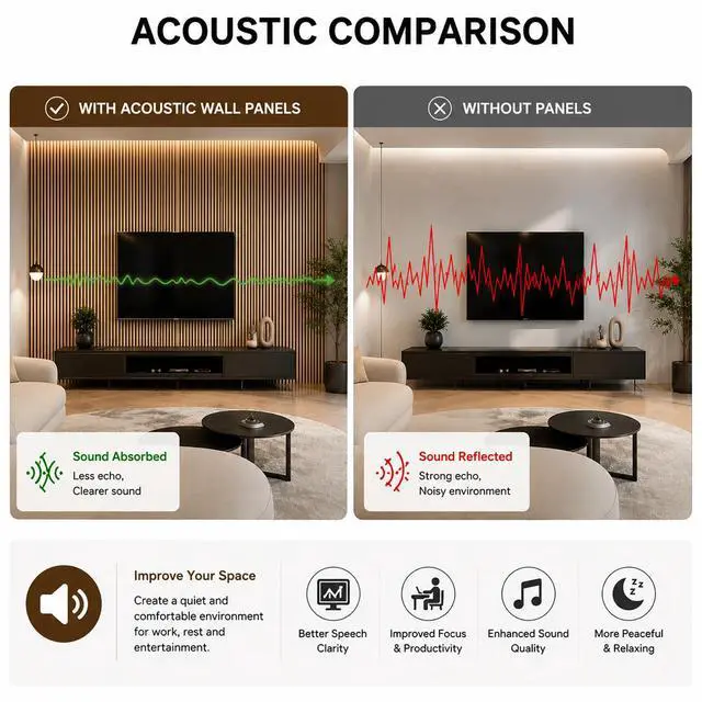 Alt view image 5 of 7 - Acoustic Wood Panels for Wall,3D Flexible Fluted Sound Slat Panel,White Oak | Soundproof,Absorbing,Noise Cancelling,94.5 x 23.6in