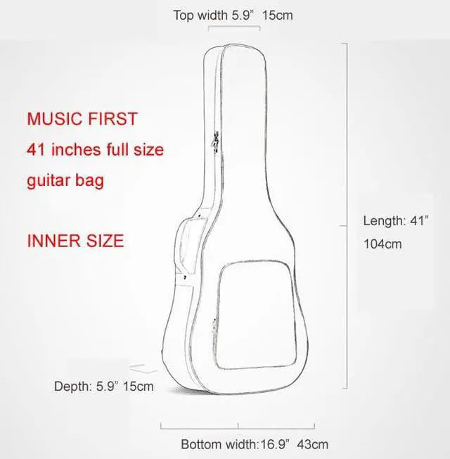 Alt view image 2 of 7 - Original Design 0.9" (23mm) Thick Padded Country Style Guitar Case, Guitar Bag, Guitar Soft Case. (FIT FOR 40~41 inch, Full Size GUITAR, PLEASE MEASURE YOUR GUITAR BEFORE PURCHASE!)