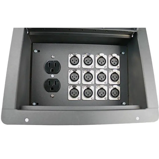 Alt view image 2 of 4 - Pro Audio Stage Recessed Floor Box with 110v Electric and XLR Connections (12 XLR, Pre Wired)