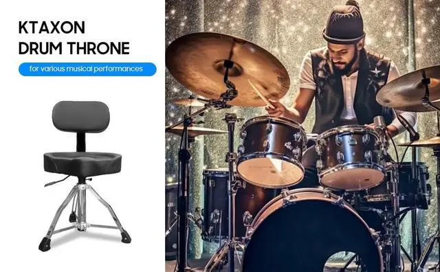Alt view image 6 of 7 - Drum seat with backrest, Heavy-Duty Adjustable Hydraulic Drum Chair, Motorcycle Style seat, Drum Stool Suitable for Drummers, Adult Guitarists