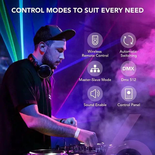 Alt view image 2 of 7 - DJ Light, Pro 6 in 1 DMX & Sound Activated Laser Show Machine with Disco Ball Lights, RGBW & UV Strobe Party Lights with Dj Light for Home Party Gig Bar Stage Lighting