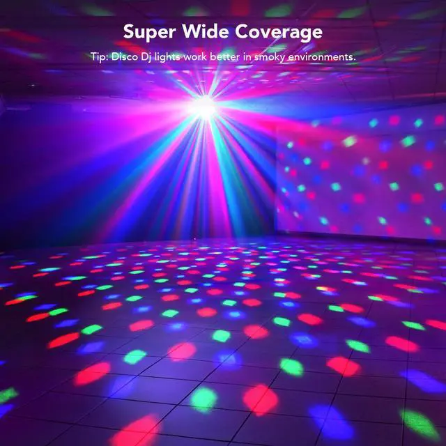 Alt view image 4 of 7 - DJ Light, Pro 6 in 1 DMX & Sound Activated Laser Show Machine with Disco Ball Lights, RGBW & UV Strobe Party Lights with Dj Light for Home Party Gig Bar Stage Lighting