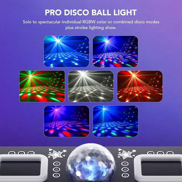 Alt view image 5 of 7 - DJ Light, Pro 6 in 1 DMX & Sound Activated Laser Show Machine with Disco Ball Lights, RGBW & UV Strobe Party Lights with Dj Light for Home Party Gig Bar Stage Lighting