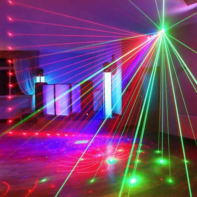 Alt view image 7 of 7 - DJ Light, Pro 6 in 1 DMX & Sound Activated Laser Show Machine with Disco Ball Lights, RGBW & UV Strobe Party Lights with Dj Light for Home Party Gig Bar Stage Lighting