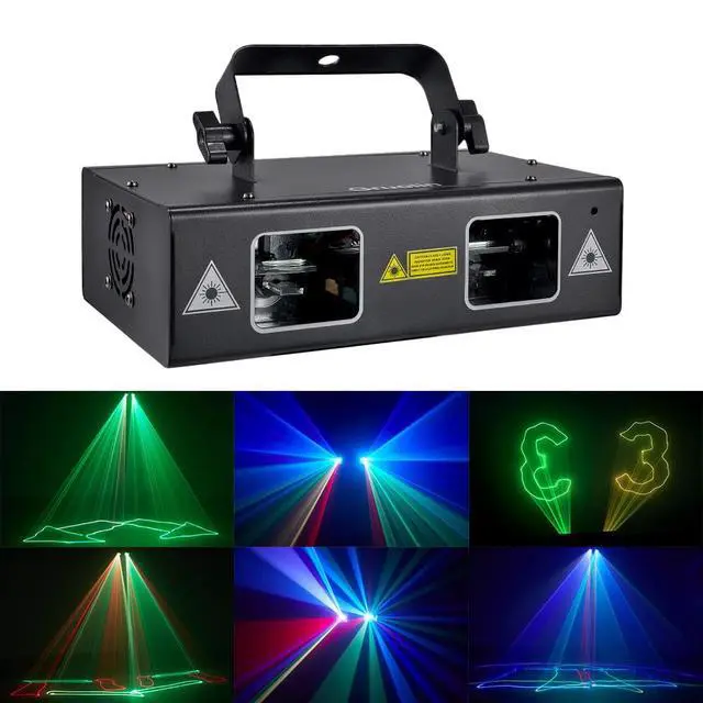 Alt view image 2 of 6 - DJ Lights Party Lights, RGB Full Color Laser Stage Light Music Sound Activated & DMX Control Patterns Projector, Perfect for Party Disco Bar Club Stage & DJ Lighting