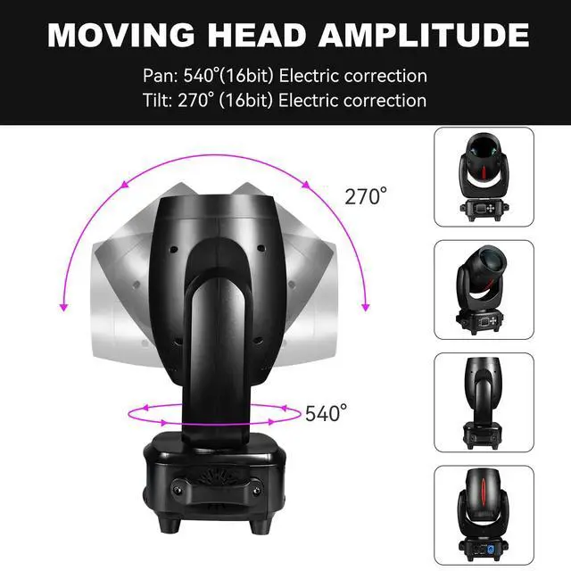Alt view image 4 of 7 - DJ Light Moving Head 180W LED Spot Beam Zoom Lighting 14 Gobos 12 Colors Rotating prisms RDM DMX Stage Lights for Disco Club Party Dance Wedding Bar KTV Live Show