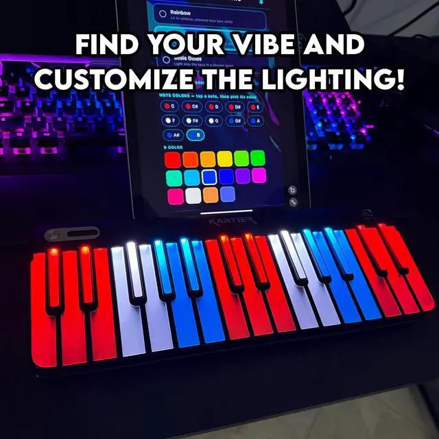 Alt view image 6 of 7 - Piano MIDI Keyboard, Includes 1,000+ Famous Sounds/Presets, LED Light-Up Keys, Bluetooth & Wired Connection, IOS/Android & Desktop App Included