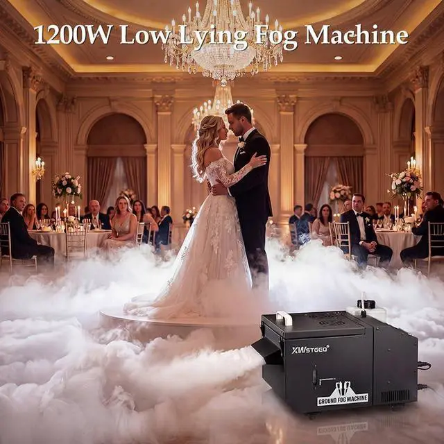 Alt view image 2 of 7 - 1200W Low Lying Ground Fog Machine DMX512 Wireless Remote Control | Adjustable Fog Output, Anti-Dry Pump Protection, Stainless Steel Tank for Wedding Halloween DJ Stage