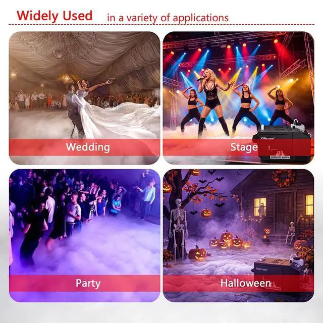 Alt view image 4 of 7 - 1200W Low Lying Ground Fog Machine DMX512 Wireless Remote Control | Adjustable Fog Output, Anti-Dry Pump Protection, Stainless Steel Tank for Wedding Halloween DJ Stage