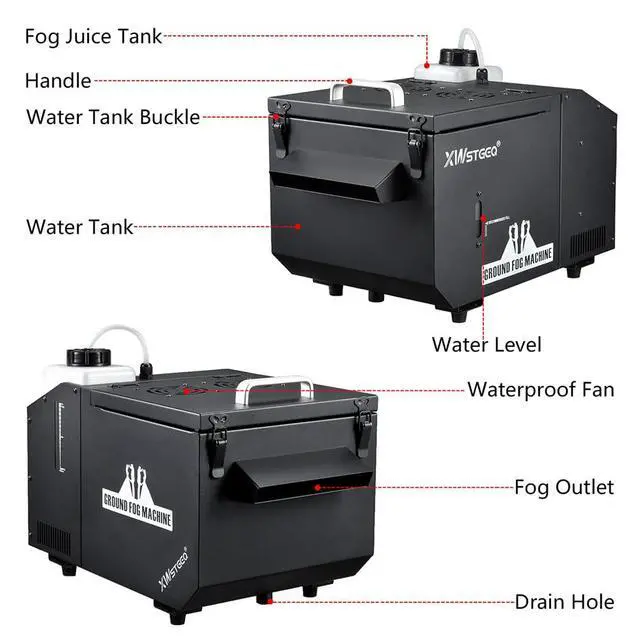 Alt view image 6 of 7 - 1200W Low Lying Ground Fog Machine DMX512 Wireless Remote Control | Adjustable Fog Output, Anti-Dry Pump Protection, Stainless Steel Tank for Wedding Halloween DJ Stage
