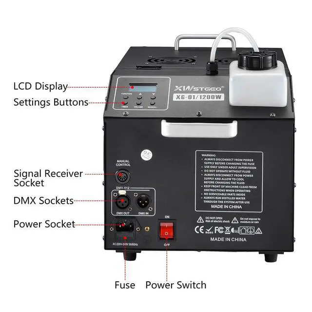 Alt view image 7 of 7 - 1200W Low Lying Ground Fog Machine DMX512 Wireless Remote Control | Adjustable Fog Output, Anti-Dry Pump Protection, Stainless Steel Tank for Wedding Halloween DJ Stage