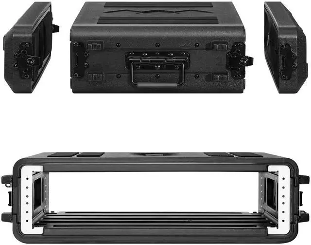 Main image of 2U Rack Case Shallow 17" Depth, 19" Rackmount Flight Cases Easy Installation Portable Carry Watertight Dust Proof 2 Space Shockproof Mount Racks with Microphone Compartments Space Saving