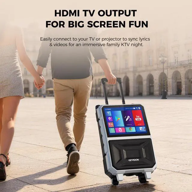Alt view image 5 of 7 - 15.6" Full HD Touch Screen Karaoke Machine for Adults | Karaoke System, Lyrics Display, WiFi YouTube Video Playback, 2 Wireless Mics, Portable Bluetooth Speaker for Outdoor Party