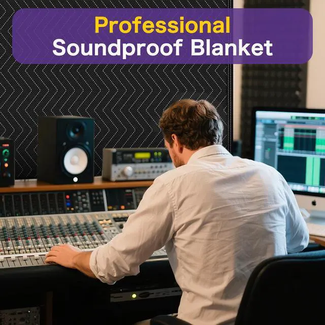 Alt view image 2 of 7 - 2 PCS Extra Large Sound Dampening Blanket,96"x 80" Sound Absorbing Studio Blanket Panel with Grommets for Wall Hanging,Noise Cancelling Studio Acoustic Curtain/Light Blocker/Soundproof Moving Blanket