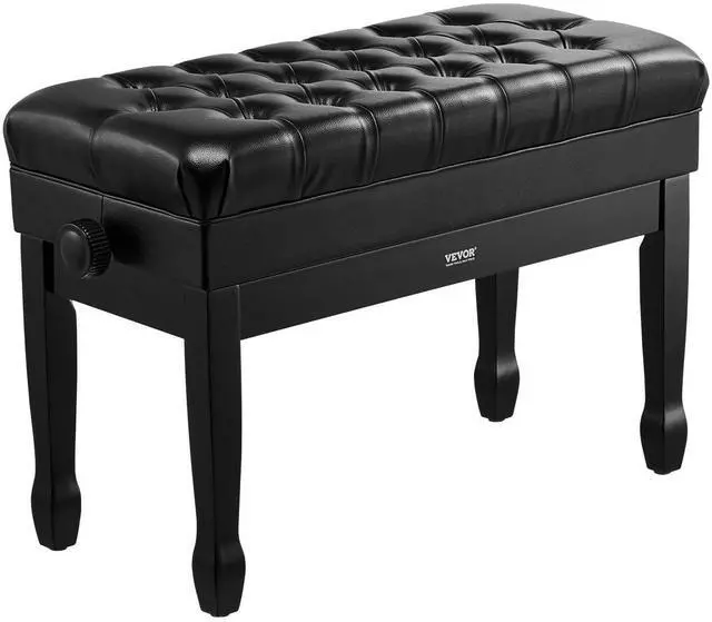 Main image of Piano Bench, 29.5" x 14" x 20.3", Duet Keyboard Piano Chair with 20.3"-23.4 Adjustable Height, Padded Cushion, Storage Compartment for Music Books, Wooden Piano Stool Seat, for Vanity, Bedroom