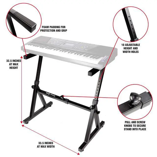 Alt view image 2 of 7 - RJZZ363 Z Style Keyboard Stand, Heavy Duty & Height Adjustable | Heavy duty Z style keyboard stand, height and width adjustable for digital pianos, stage pianos and MIDI controllers