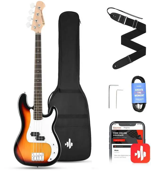 Main image of Electric Bass Guitar 4 Strings Full-Size Standard Bass PB-Style Beginner Kit Sunburst for Starter with Free Online Lesson Gig Bag Guitar Strap and Guitar Cable, DPB-510S