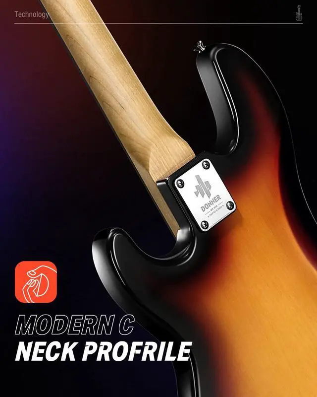 Alt view image 7 of 7 - Electric Bass Guitar 4 Strings Full-Size Standard Bass PB-Style Beginner Kit Sunburst for Starter with Free Online Lesson Gig Bag Guitar Strap and Guitar Cable, DPB-510S