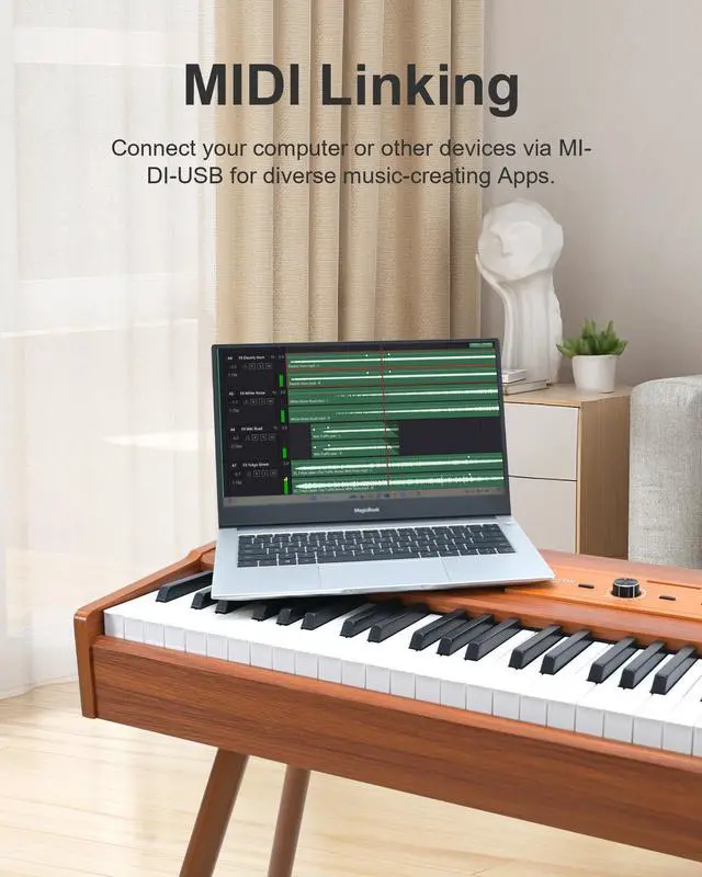 Alt view image 7 of 7 - 88 Key Full Weighted Electric Piano Keyboard with Stand-Professional Digital Piano, Full-Size Hammer-Action Keyboard for Beginners, with Sheet Music Stand, Pedal, USB-MIDI & Headphone Mode
