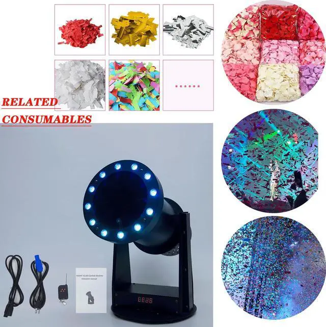 Alt view image 5 of 7 - 12LED Confetti Launcher, 1500W High-Power Fan, Remote Control, 8-10m Blowing Height