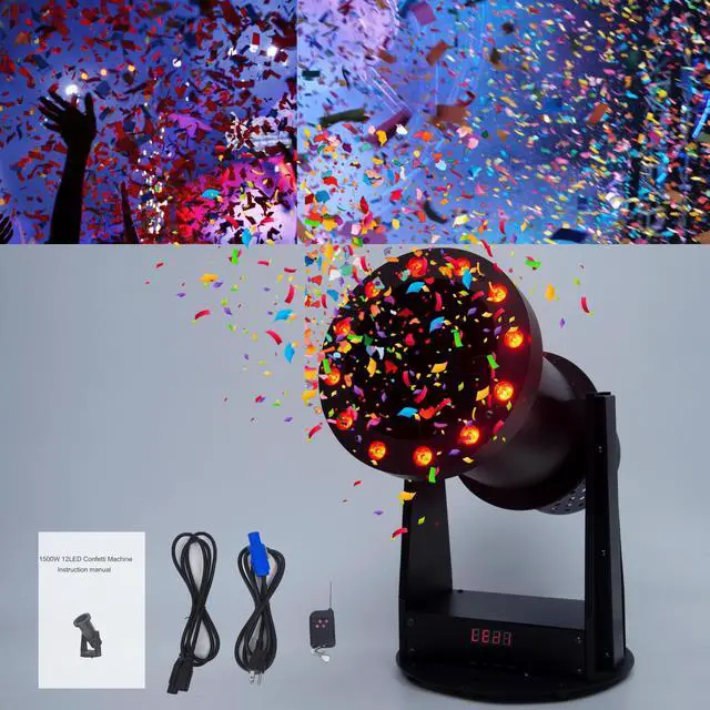Main image of 12LED Confetti Launcher, 1500W High-Power Fan, Remote Control, 8-10m Blowing Height
