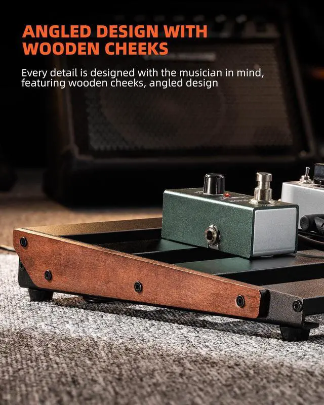 Alt view image 5 of 7 - Pedal board, Guitar Pedal Board with Built-in Power Supply, 15.5x11x2" 2.1LB, Aluminium Alloy Powered PedalBoard with Carry Bag, Pedal Cables, Adhesive Hookside Tape
