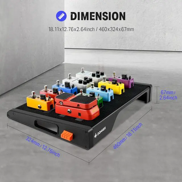 Alt view image 3 of 7 - Guitar Effects Pedal Board, DB-S200 Large Power Supply Pedalboard Set with Convertible Bag Backpack, 60" Adhesive Backed Hook-and-Loop and Power Supply Mounting Device,18.11" x 12.76"