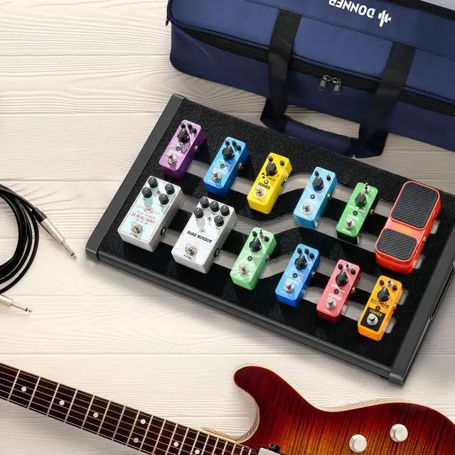 Alt view image 7 of 7 - Guitar Effects Pedal Board, DB-S200 Large Power Supply Pedalboard Set with Convertible Bag Backpack, 60" Adhesive Backed Hook-and-Loop and Power Supply Mounting Device,18.11" x 12.76"