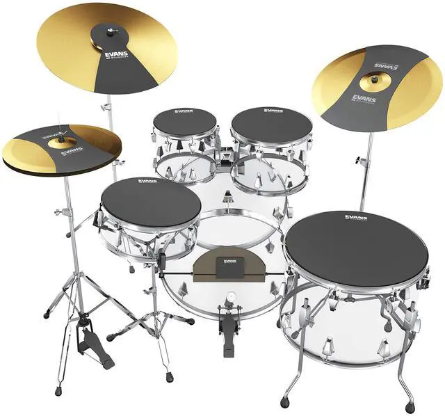 Main image of Soundoff Drum Mute Pads - Full Box Pad Set - Mutes Pack - 3 Cymbals, 4 Tom/Snare, & 1 Bass - Great for Silencing Acoustic Kits to Practice - Rock - 8-Pack