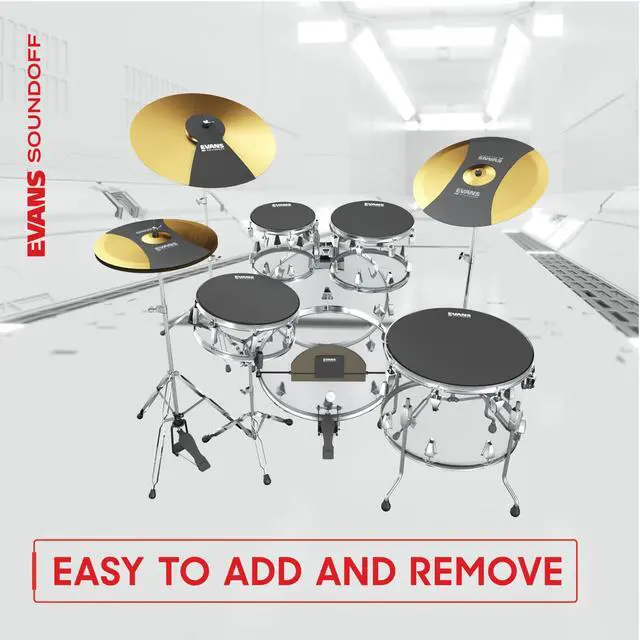 Alt view image 4 of 6 - Soundoff Drum Mute Pads - Full Box Pad Set - Mutes Pack - 3 Cymbals, 4 Tom/Snare, & 1 Bass - Great for Silencing Acoustic Kits to Practice - Rock - 8-Pack