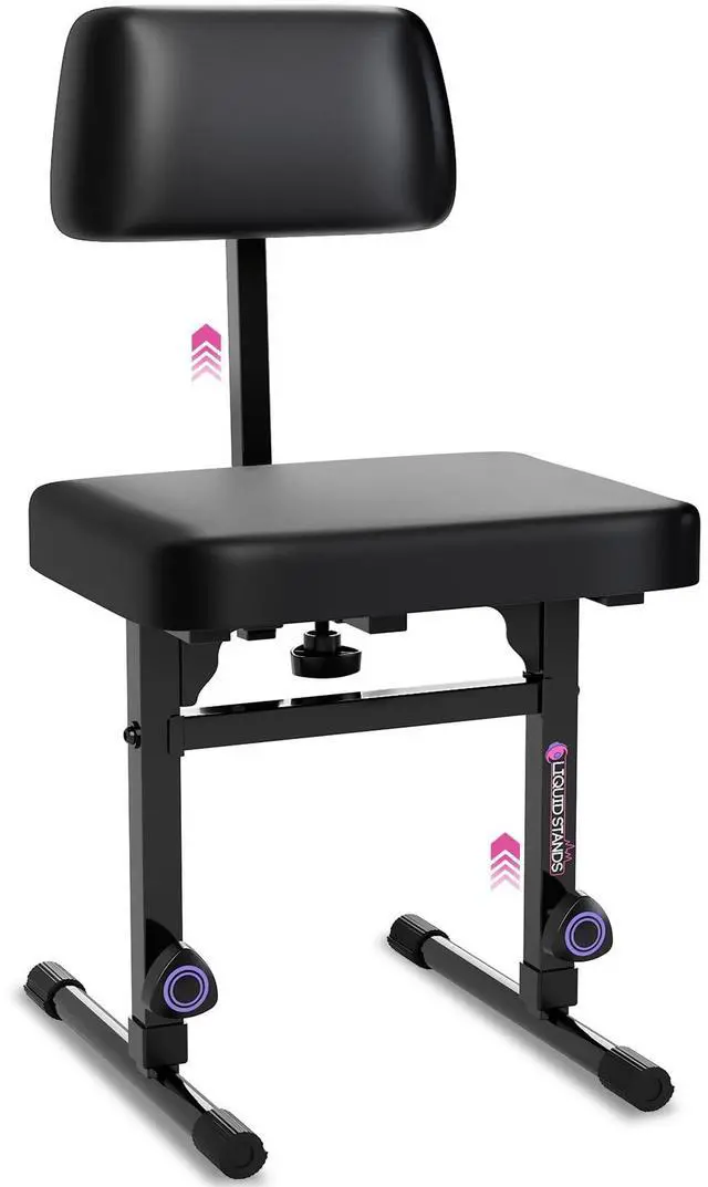 Main image of Piano Bench Adjustable Stool Music Keyboard Bench with Backrest Seat for Piano Keyboard Stand with Black Padded Cushion for Musicians Piano Stool Chair