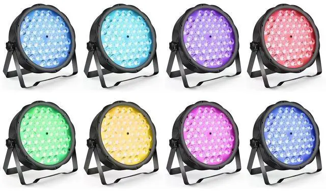 Main image of LED Par Lights 54 x 1.5W, RGB Stage Lights DMX DJ Lighting Sound Activated with Stand, Strobe Light & Wash Par Lighting DMX for Parties, Church, Wedding, Bars, 8 Pack