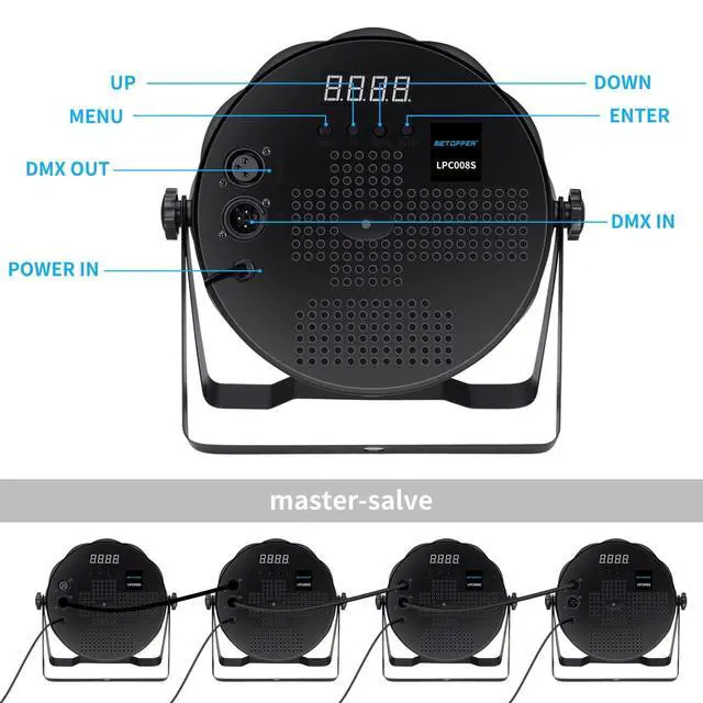 Alt view image 6 of 7 - LED Par Lights 54 x 1.5W, RGB Stage Lights DMX DJ Lighting Sound Activated with Stand, Strobe Light & Wash Par Lighting DMX for Parties, Church, Wedding, Bars, 8 Pack
