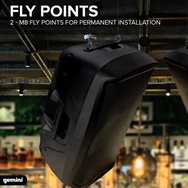 Alt view image 5 of 7 - 15" Powered PA Speaker, 1000 Watts, Pole Mount (AS-2115P) | 110dB 15" powered PA, bi-amped Class AB - XLR/1/4" mic/line, RCA, AUX - fly points & 35mm pole
