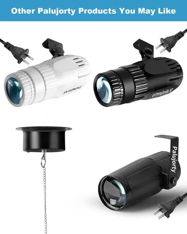 Alt view image 6 of 6 - 3 Pack Disco Ball Spotlight, 15W RGB Pinspot Light with Remote, 320° Rotation, 10+ Color Effects, 65" Cord for Ceiling, Stage, Club, Party